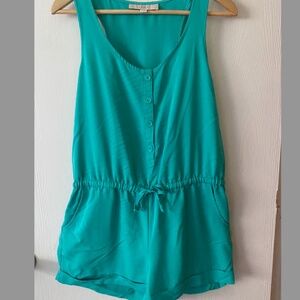 Loft Raceback Half Button down Shorts Romper with pockets- Sz S